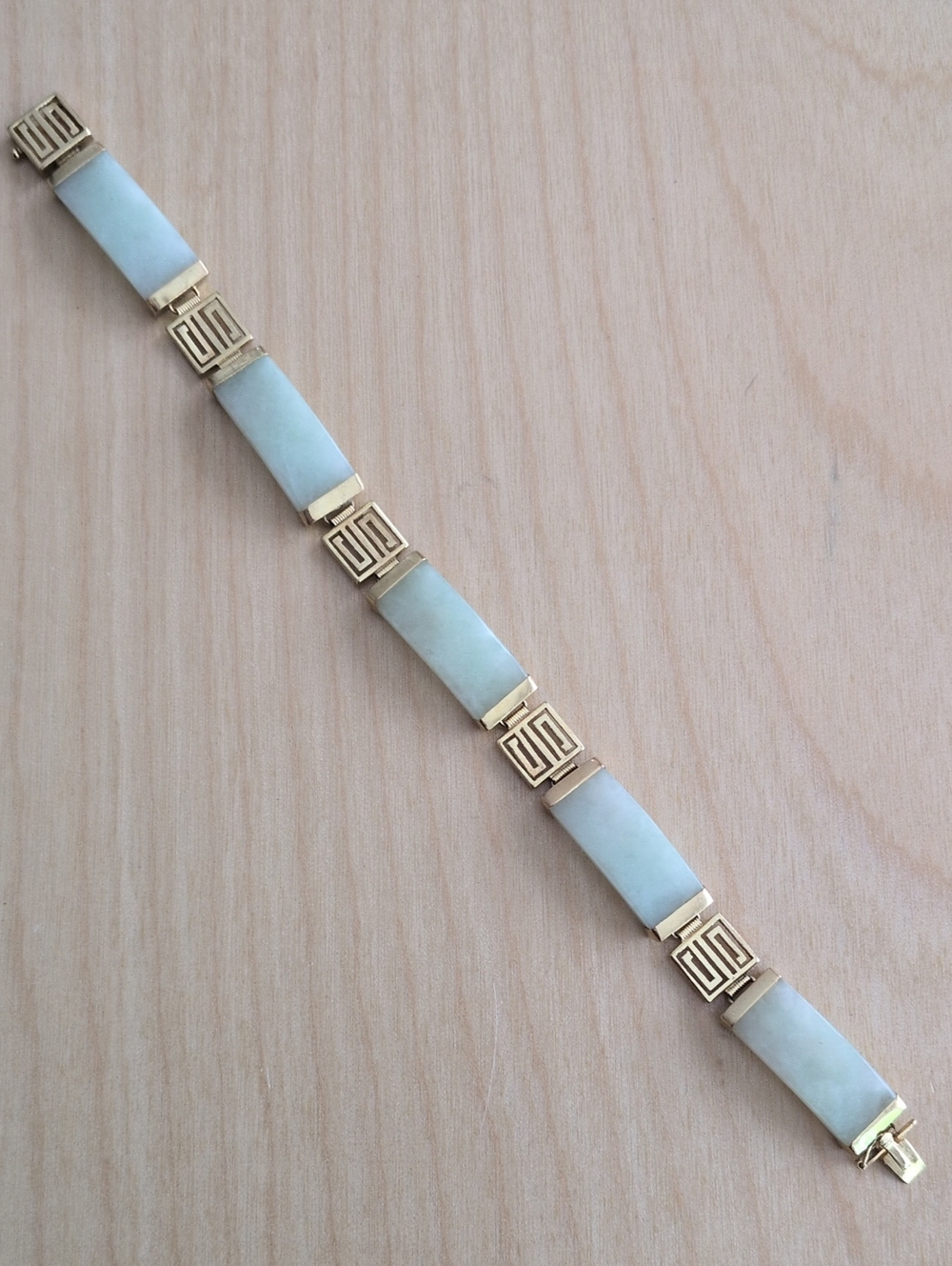 Green Jade Vintage Bracelet with 14k gold Accents